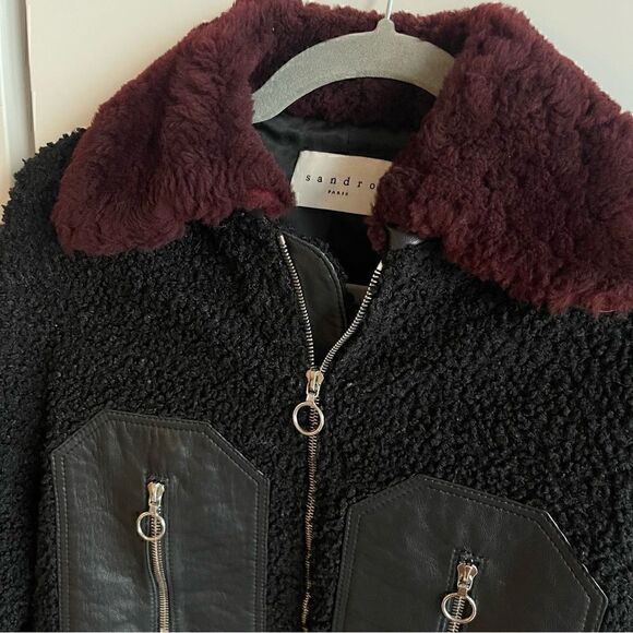 Sandro Verity Mixed Media Jacket - Picture 4 of 8